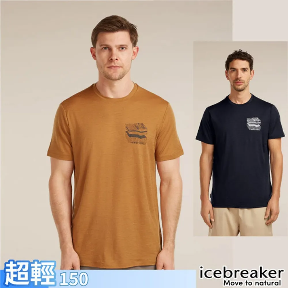 【Icebreaker】男 100%美麗諾羊毛 Tech Lite 圓領短袖上衣 (地層剖面)-150.T恤.吸濕排汗/ IB0A57FM✿30E010
